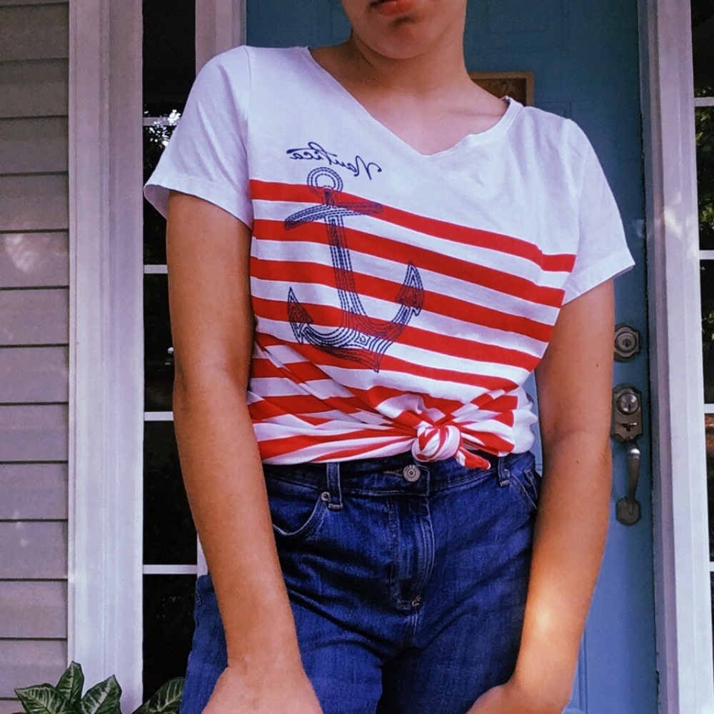 Nautica Red & White Striped T-shirt